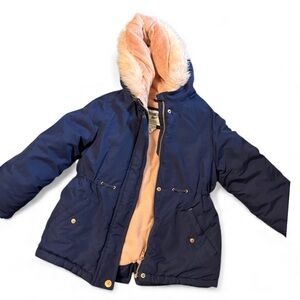 OshKosh B'gosh Navy Puffer Jacket with Faux Fur Hood